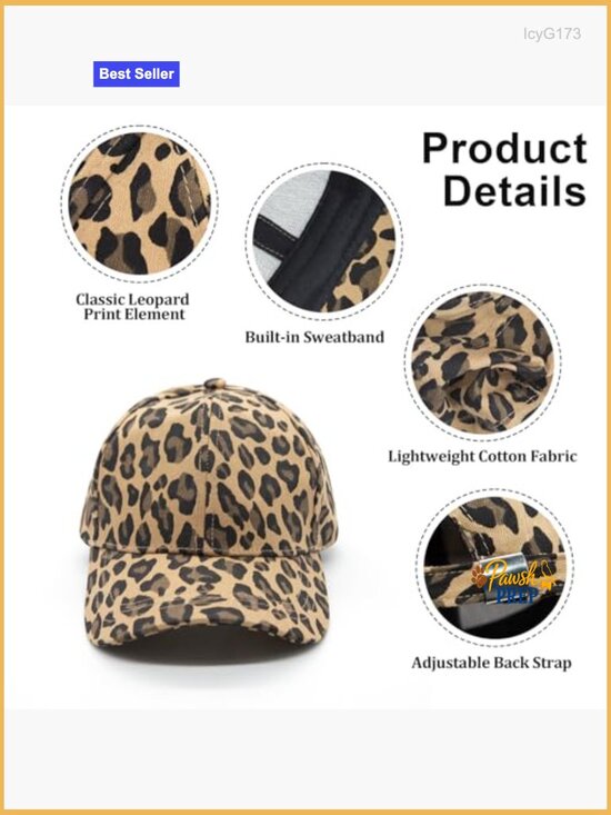 Adjustable Cheetah Print Baseball Cap Trucker Hat main image 4